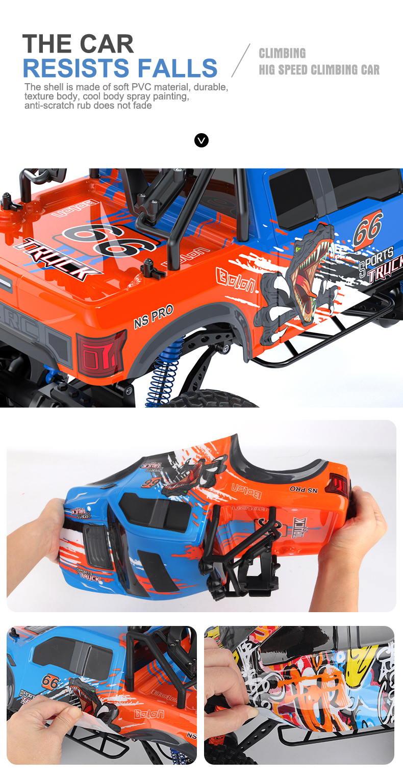 1:10 Scale 2.4G RC Climbing Truck 4WD Radio Control Kids Toy Car with Big Wheel YY2037 - Climbing Truck - 10