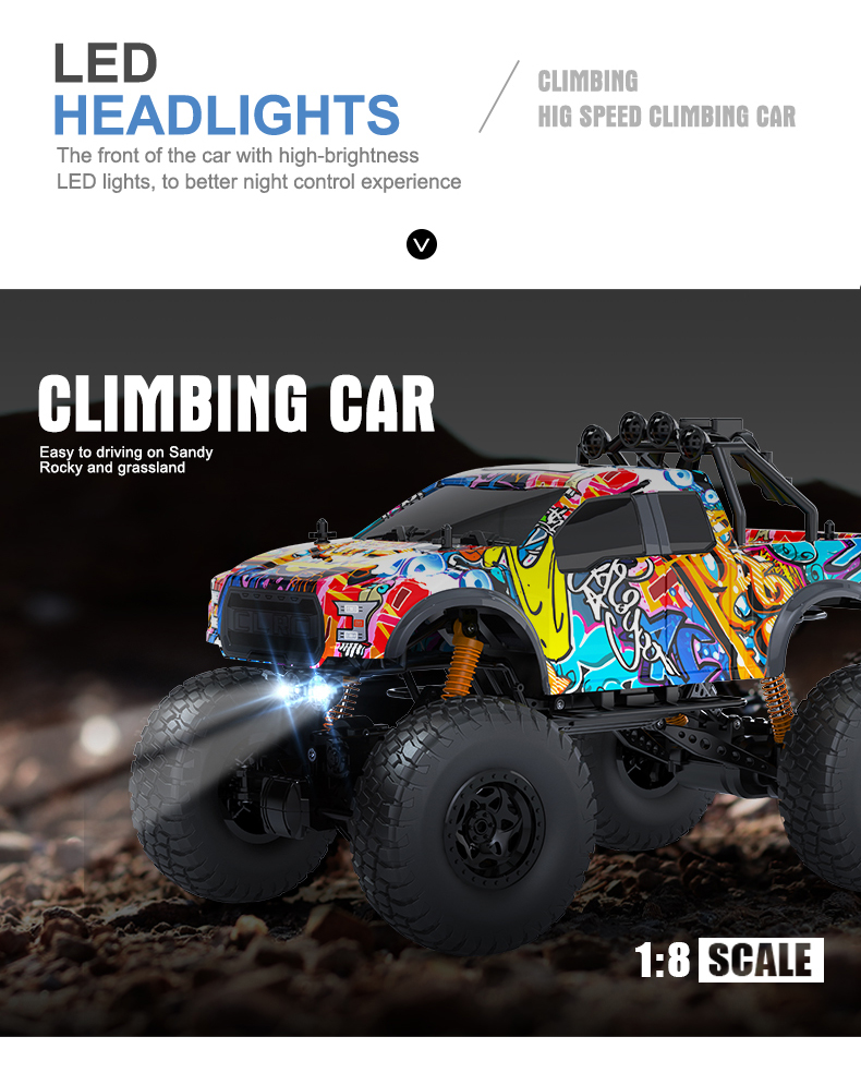 1:10 Scale 2.4G RC Climbing Truck 4WD Radio Control Kids Toy Car with Big Wheel YY2037 - Climbing Truck - 11