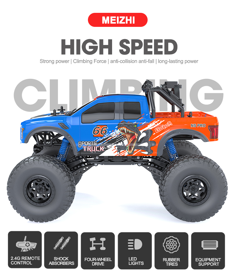 1:10 Scale 2.4G RC Climbing Truck 4WD Radio Control Kids Toy Car with Big Wheel YY2037 - Climbing Truck - 2