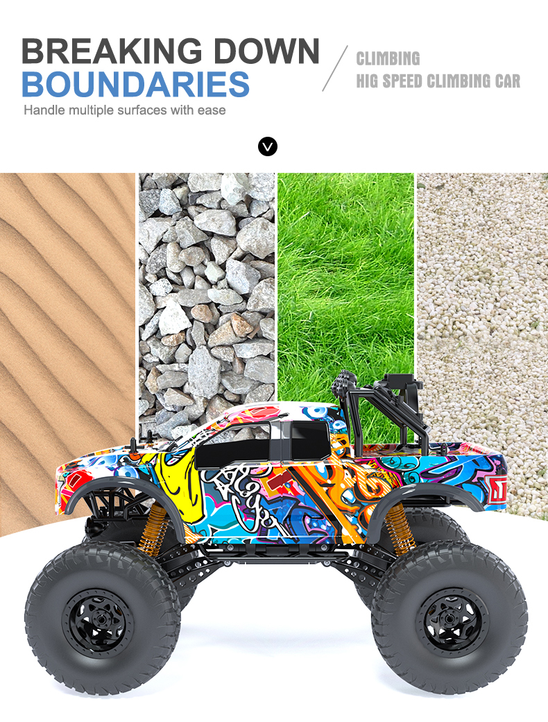 1:10 Scale 2.4G RC Climbing Truck 4WD Radio Control Kids Toy Car with Big Wheel YY2037 - Climbing Truck - 8